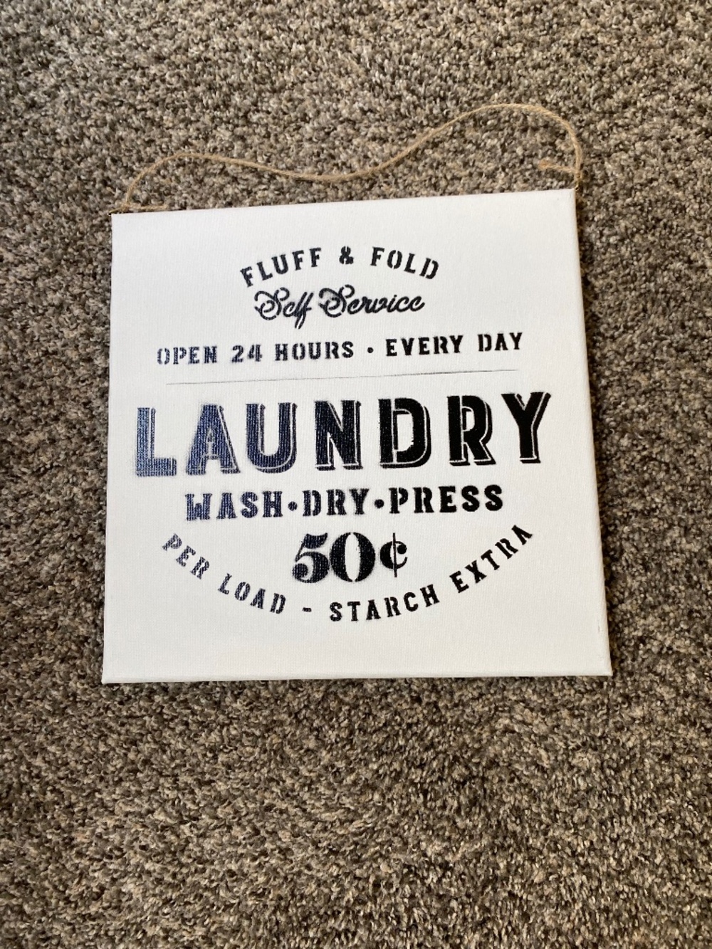 Handmade Canvas wall hanging LAUNDRY